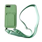 For iPhone 8 Plus / 7 Plus Card Slot Liquid Silicone Phone Case with Lanyard(Matcha Green) - 1