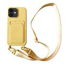 For iPhone 11 Card Slot Liquid Silicone Phone Case with Lanyard(Yellow) - 1
