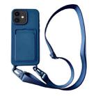 For iPhone 11 Card Slot Liquid Silicone Phone Case with Lanyard(Royal Blue) - 1