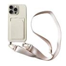 For iPhone 11 Pro Card Slot Liquid Silicone Phone Case with Lanyard(White) - 1