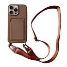 For iPhone 11 Pro Card Slot Liquid Silicone Phone Case with Lanyard(Coffee) - 1