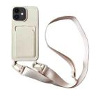 For iPhone 12 Card Slot Liquid Silicone Phone Case with Lanyard(White) - 1