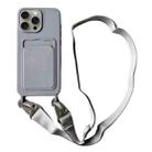 For iPhone 12 Pro Max Card Slot Liquid Silicone Phone Case with Lanyard(Grey) - 1
