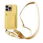 For iPhone 13 Pro Card Slot Liquid Silicone Phone Case with Lanyard(Yellow) - 1