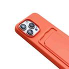 For iPhone 13 Pro Max Card Slot Liquid Silicone Phone Case with Lanyard(Rose Red) - 4