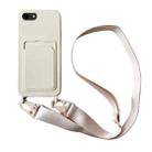 For iPhone SE 2022 / 2020 Card Slot Liquid Silicone Phone Case with Lanyard(White) - 1