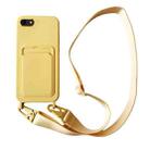 For iPhone SE 2022 / 2020 Card Slot Liquid Silicone Phone Case with Lanyard(Yellow) - 1