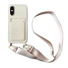 For iPhone XS / X Card Slot Liquid Silicone Phone Case with Lanyard(White) - 1