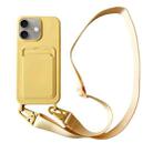 For iPhone 16 Card Slot Liquid Silicone Phone Case with Lanyard(Yellow) - 1