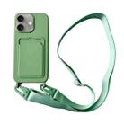 For iPhone 16 Card Slot Liquid Silicone Phone Case with Lanyard(Matcha Green) - 1