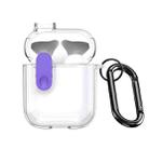 For AirPods 1/2 DUX DUCIS PECL Series Split Transparent Earphone Case with Hook(Transparent Purple) - 1