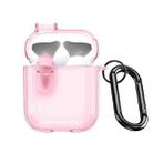 For AirPods 1/2 DUX DUCIS PECL Series Split Transparent Earphone Case with Hook(Pink) - 1