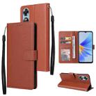 For OPPO A17 4G / A17k 3-Card Slots Multifunctional Leather Phone Case(Brown) - 1