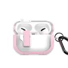 For AirPods Pro DUX DUCIS PECN Series Split Two-color Transparent Earphone Case with Hook(Pink White) - 1