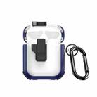 For AirPods 1/2 DUX DUCIS PECN Series Split Two-color Transparent Earphone Case with Hook(Blue Black) - 1