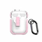 For AirPods 1/2 DUX DUCIS PECN Series Split Two-color Transparent Earphone Case with Hook(Pink White) - 1