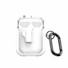 For AirPods 1/2 DUX DUCIS PECN Series Split Two-color Transparent Earphone Case with Hook(White) - 1