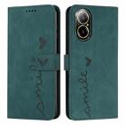 For Realme C67 4G Global Skin Feel Heart Embossed Leather Phone Case with Long Lanyard(Green) - 1