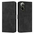 For Realme C67 4G Global Skin Feel Heart Embossed Leather Phone Case with Long Lanyard(Black) - 1