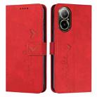 For Realme C67 4G Global Skin Feel Heart Embossed Leather Phone Case with Long Lanyard(Red) - 1