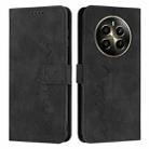 For Realme 12+ Skin Feel Heart Embossed Leather Phone Case with Long Lanyard(Black) - 1
