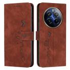 For Realme 12 Pro+ Skin Feel Heart Embossed Leather Phone Case with Long Lanyard(Brown) - 1