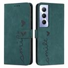 For Realme C65 4G Skin Feel Heart Embossed Leather Phone Case with Long Lanyard(Green) - 1