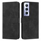 For Realme C65 4G Skin Feel Heart Embossed Leather Phone Case with Long Lanyard(Black) - 1