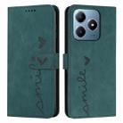 For Realme C63 Skin Feel Heart Embossed Leather Phone Case with Long Lanyard(Green) - 1