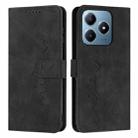 For Realme C63 Skin Feel Heart Embossed Leather Phone Case with Long Lanyard(Black) - 1