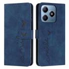 For Realme C63 Skin Feel Heart Embossed Leather Phone Case with Long Lanyard(Blue) - 1