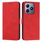 For Realme C63 Skin Feel Heart Embossed Leather Phone Case with Long Lanyard(Red) - 1