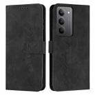 For Realme C75 / V60 Pro Skin Feel Heart Embossed Leather Phone Case with Long Lanyard(Black) - 1