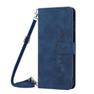 For Realme 14 Pro Skin Feel Heart Embossed Leather Phone Case with Long Lanyard(Blue) - 2