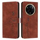 For Realme 14 Pro Skin Feel Heart Embossed Leather Phone Case with Long Lanyard(Brown) - 1