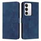 For Realme C71 4G Skin Feel Heart Embossed Leather Phone Case with Long Lanyard(Blue) - 1