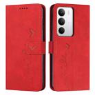 For Realme C71 4G Skin Feel Heart Embossed Leather Phone Case with Long Lanyard(Red) - 1