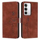 For Realme C71 4G Skin Feel Heart Embossed Leather Phone Case with Long Lanyard(Brown) - 1