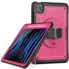 For iPad Air 2022 10.9 / Pro 11 2022 Honeycomb Hand Grip Turntable Stand Tablet Case(Rose Red) - 1