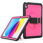 For iPad 10th Gen 10.9 2022 Honeycomb Hand Grip Turntable Stand Tablet Case(Rose Red) - 1