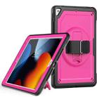 For iPad 10.2 2021 / 2020 / 10.5 2019 Honeycomb Hand Grip Turntable Stand Tablet Case(Rose Red) - 1