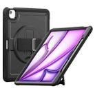 For iPad Air 13 2024 Honeycomb Hand Grip Turntable Stand Tablet Case(Black) - 1