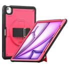 For iPad Air 13 2024 Honeycomb Hand Grip Turntable Stand Tablet Case(Rose Red) - 1