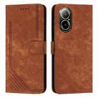 For Realme C67 4G Global Skin Feel Stripe Pattern Leather Phone Case with Long Lanyard(Brown) - 1