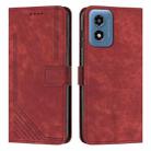 For Motorola Moto G04/G24 Skin Feel Stripe Pattern Leather Phone Case with Long Lanyard(Red) - 1