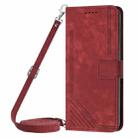 For Motorola Moto G04/G24 Skin Feel Stripe Pattern Leather Phone Case with Long Lanyard(Red) - 2