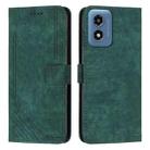 For Motorola Moto G04/G24 Skin Feel Stripe Pattern Leather Phone Case with Long Lanyard(Green) - 1