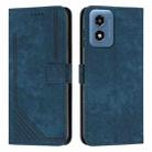 For Motorola Moto G04/G24 Skin Feel Stripe Pattern Leather Phone Case with Long Lanyard(Blue) - 1