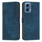 For Motorola Moto G Play 5G 2024 / G 5G 2024 Skin Feel Stripe Pattern Leather Phone Case with Long Lanyard(Blue) - 1