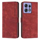 For Motorola Edge 50 Fusion Skin Feel Stripe Pattern Leather Phone Case with Long Lanyard(Red) - 1